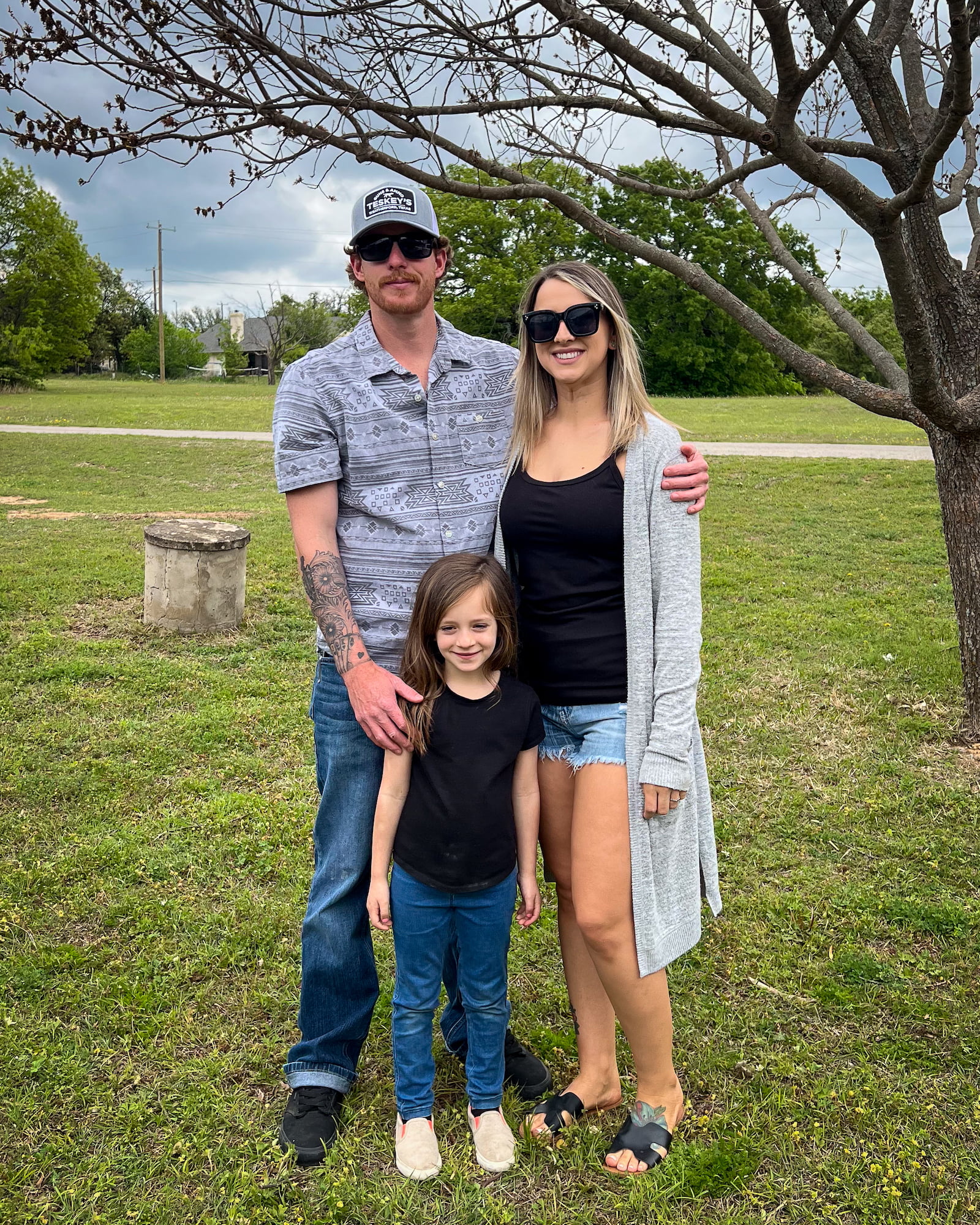 Amber with her boyfriend and his daughter