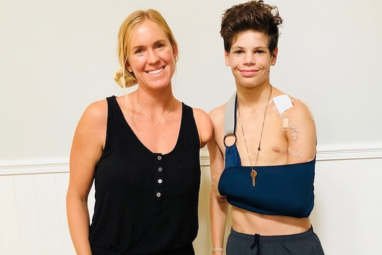 Bethany Hamilton and care package recipient Keane.