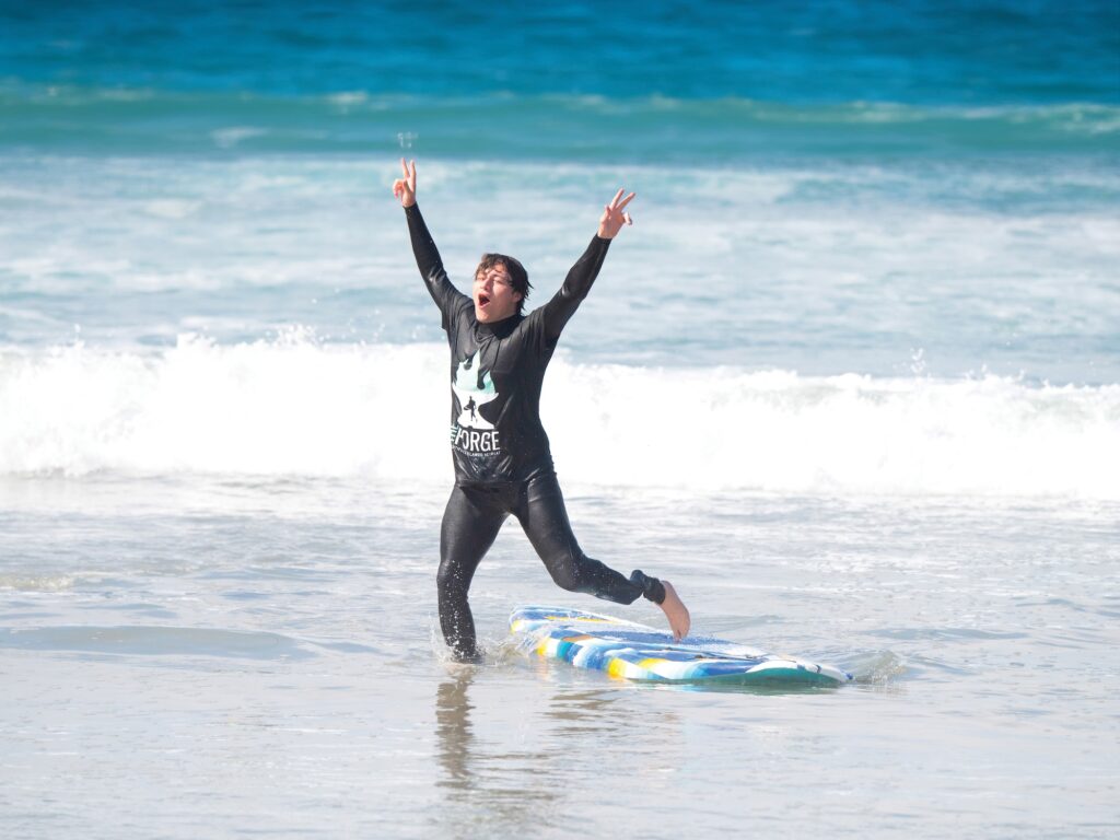 Forge retreat attendee surfing