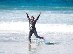 Forge retreat attendee surfing