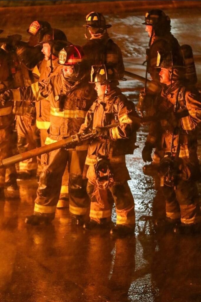 Tyler Jones in the fire department helping out out a fire